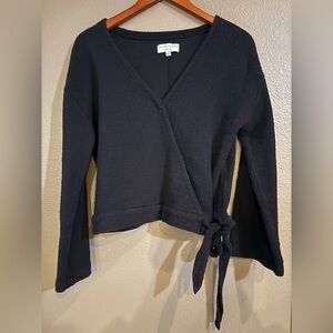 Madewell Texture & Thread Black Faux Wrap Top Women’s Sz M